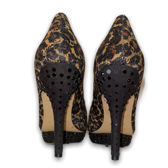 Sparkly Open toe leopard print pumps - Picture 3 of 4